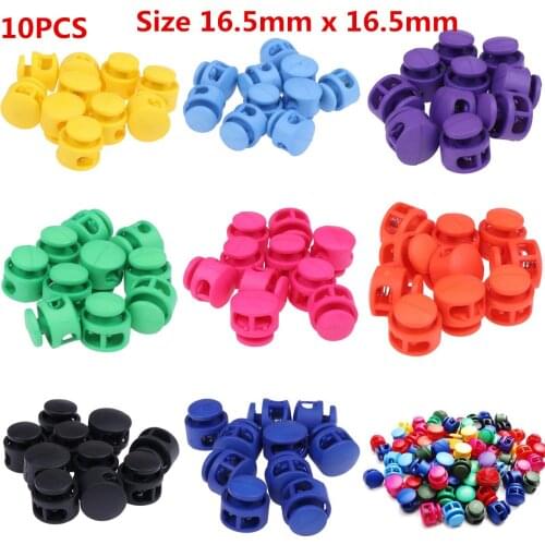 10pcs 16*17mm Multi Colors Plastic Paracord Cord Lock Clamp 2 Hole Toggle Clip Stopper Shoelace Cord Buckles Bag Parts Accessori