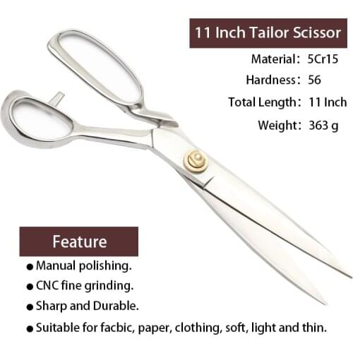 11 Inch 5Cr15MoV Steel Mirror Polishing CNC Fine Grinding Tailor Sewing Clothing Scissor
