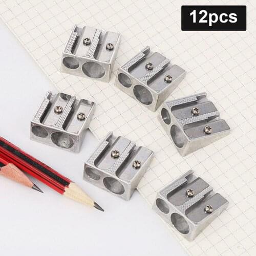 12pcs Dual Hole Metal Pencil Sharpener Aluminum Alloy Pencil Sharpener Gift For Kids Teachers Students Engineers