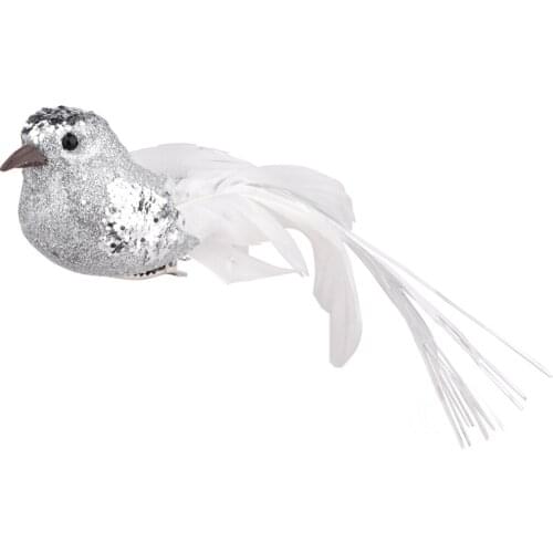 12Pcs Lifelike Cute Feathered Glitter Artificial Birds Clip On Christmas Tree Ornament Door Wreaths Hat Festival Wedding