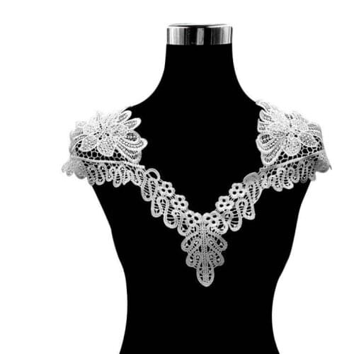 2Pcs Lace Neckline Embroidered DIY Accessories Fake Collar Collar Accessories White Black Fabric