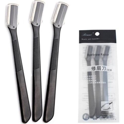 3Pcs Eyebrow Trimmer Razor Stainless Facial Hair Mustache Remover Beginners Eyebrow Shaper Safe Clean Painless Makeup Tool Set