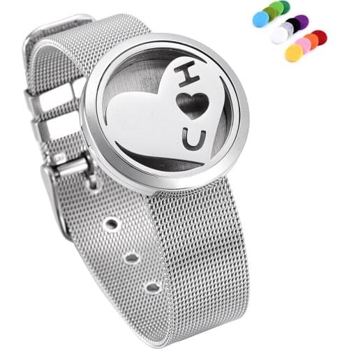 5Pcs 316L Stainless Steel Perfume Essential Oil Diffuser Bracelet Mesh Band Fragrance Jewelry Aromatherapy Women Girl