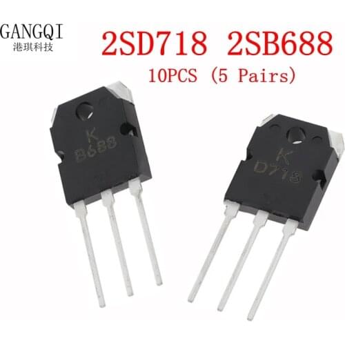 5pais ( 5pcs 2SD718 + 5pcs 2SB688 ) TO3P D718 + B688 TO-3P POWER TRANSISTORS TO-247 Audio Amplifier