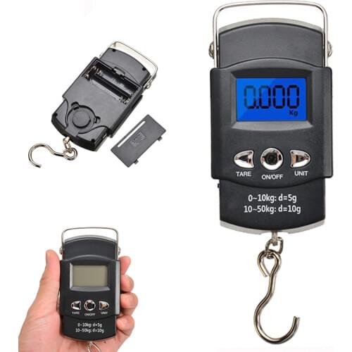 50KG/10g Portable Digital Scale Hanging Hook Battery Powered Fishing Travel Precision Electronic Luggage Scales