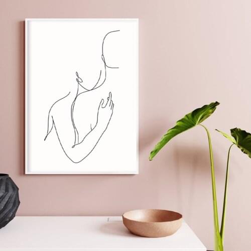 Abstract Couple Body Hugs Line Drawing Prints Love Romantic Poster Black White Minimalist Bedroom Decor Wall Art Canvas Painting