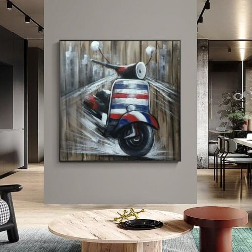 Abstract Motorcycle Paintings 100% Handpainted Oil Painting On Canvas Modern Handmade Still Life Painting Wall Ar For Home Decor