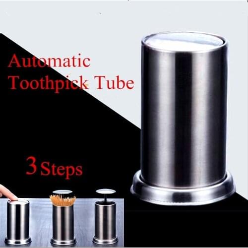 Automatic Toothpick Box Portable Creative Toothpick Holders Modern Household Stainless Steel Toothpick Box