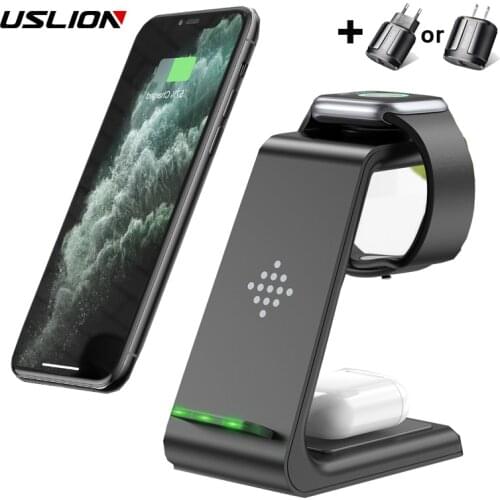 3 in 1 Wireless Charger Stand For iPhone 12/11 Pro Max Fast Charging Induction Chargers For Apple Watch AirPods Samsung S10/9/8