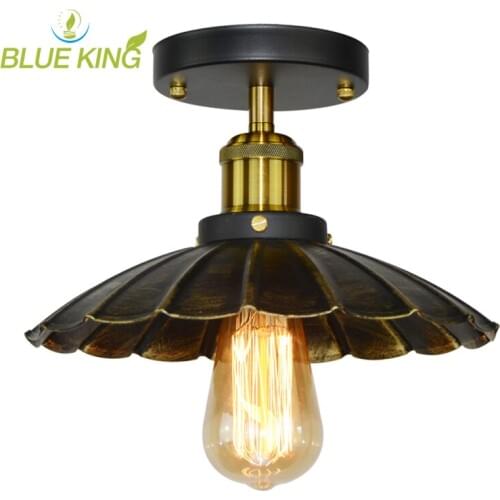 Antique Vintage Round Ceiling Lights Retro Industrial Iron E27 Edison LED Bulb Deco Restaurant Coffee Shop Ceiling Lamp