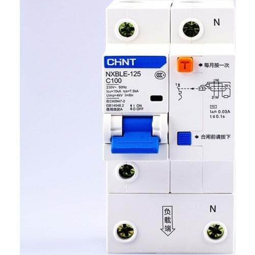 CHINT AC230/400V NXBLE-125 1P+N residual current device C 63 80 100 125A Electromagnetic release type C circuit interrupter