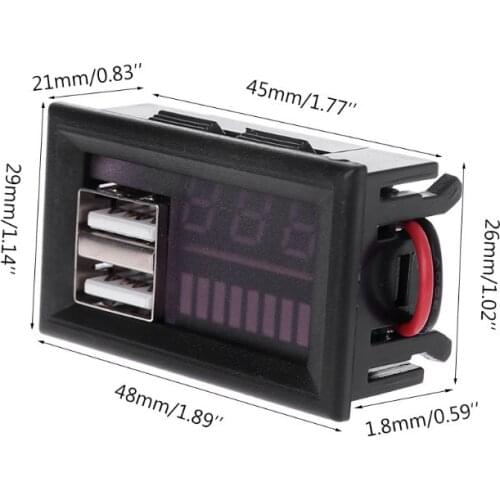 2020 12V Digital Car Motorcycle Voltmeter Voltage Battery Panel Meter w USB 5V Output