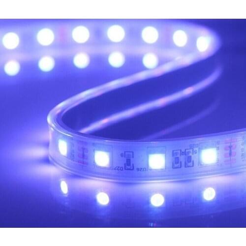 UV(390nm-400nm) color LED strip 5050 SMD 12V flexible light 60LED/m,5m 300LED;waterproof in silicon tube;IP66;white pcb