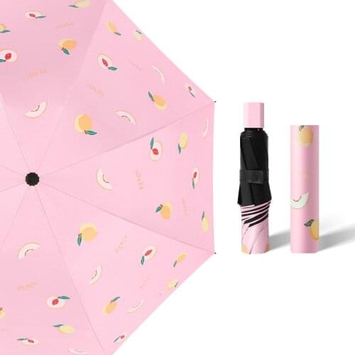 YADA Designer Cartoon Fruit Peach Pattern Parasol Windproof Folding Rainy Umbrellas For Women Cute Anti UV Umbrella YD210008