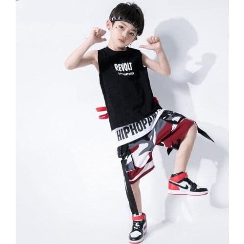 Boys Jazz Hip Hop Dance Costumes Children Hip Hop Costume Kids Clothing Dancing Top Stage Dance wear