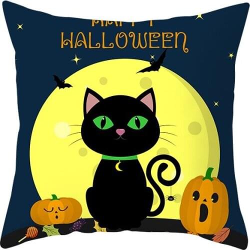 Holloween Pattern Print Cushion Cover Polyest Peachskin Decorative for Sofa Seat Soft Throw Pillow Case Cover 45x45cm