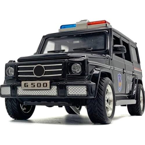 1:30 high simulation G500 alloy police car model light music 6 door can be open pull back model for children gifts