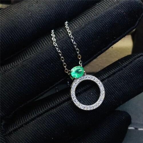 Natural emerald pendant Free shipping 925 sterling silver Natural real emerald gemstone For women 2020
