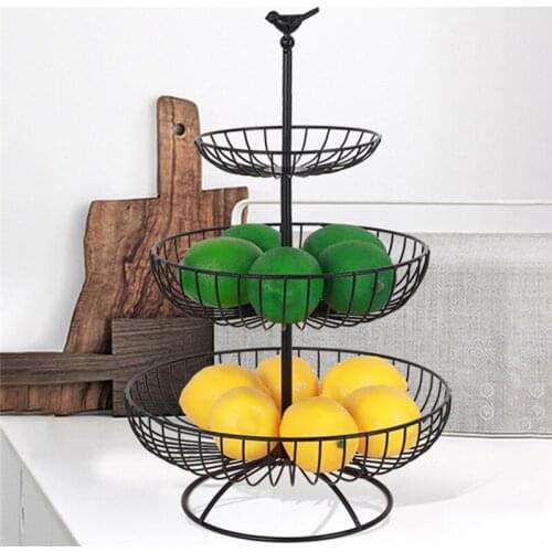 Metal Three Floors Storage Basket Multi-Function Nordic Fruit Candy Stand Tray Home Wedding Desktop Iron Art Decoration Basket