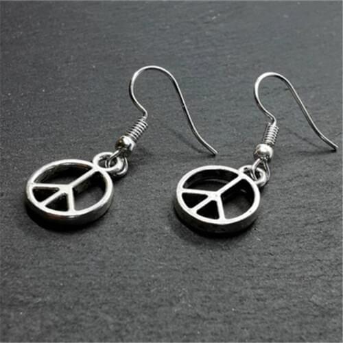 Mini Peace Sign Drop Earrings, Miniature Handmade Peace Jewellery, Anti-War, Hippy, Peace Charm, Hippie, 60s, Anti-Bomb