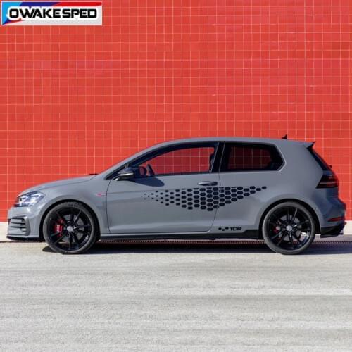 1 Set Car Sticker Body Door Side Skirt Vinyl Decal For Volkswagen Golf 4 5 6 7 TSI TCR Polo Racing Decal Auto Accessories