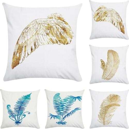 Leaf Peacock Feather Cushion Cover Lumbar Pillow Case Elegant Leaf Polyester Decorative Cushion Covers Sofa Decor CR069