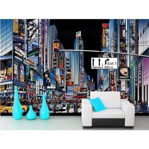 The latest 3D murals,3D hand drawn city building three-dimensional mural, living room TV sofa bedroom background wall paper