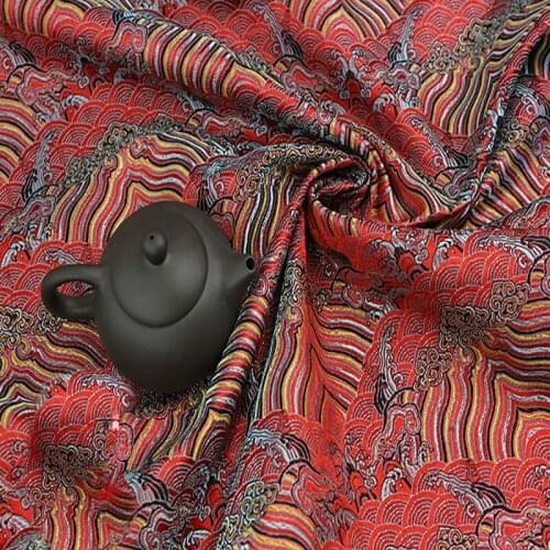 New arrival Red European and Americn style fashion yard dyed jacquard satin fabric used for dress,coat,bags,shoes by meter