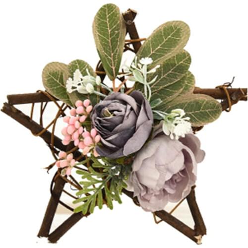 2020 New Product Window Decorations Artificial Flower Five-pointed Star Garland Vine Circle Christmas Tree Pendant Festival