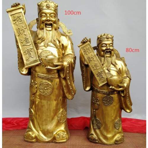 Wholesale price 100cm Chinese Pure Bronze FengShui Dragon Head YuanBao Mammon Money God Statue ( 80cm 60% off)