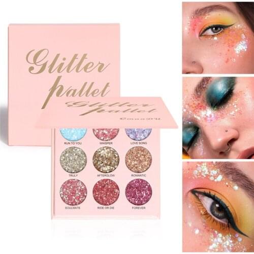 9 Colors Eyeshadow Palette Shiny Matte Glitter Eye Shadow Pallete Metallic Diamond Makeup Palette Shadows Make Up Cosmetics TSLM