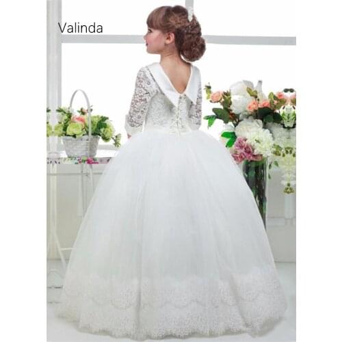 First Communion Dresses Half Sleeves Flower Girl Dress for Wedding Birthday Party Kids Clothing