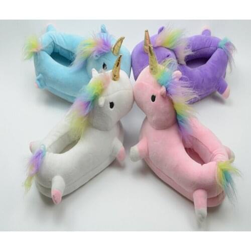 Plush unicorn shoes smile cute super soft warm home house winter unicorn Slippers for Children Women gifts plush poo shoes