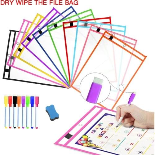 Transparent Dry Erase Pockets Whiteboard Markers File Write Dry Wipe Board for Teaching Supplies Wipe Drawing Dry Erase Board