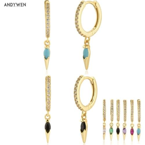 ANDYWEN Sterling Silver Turquoise Black Drop Earring Fashion Jewelry 2020 Rock Punk Wedding Luxury Party Wedding Jewelry