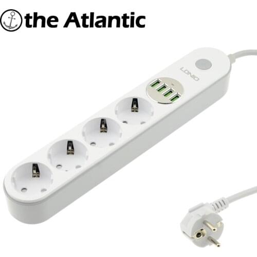Power Strip 4 EU Plug Socket 4 USB Charging Home Electrical Outlet With Cord Surge Protector Multiple Extension Socket