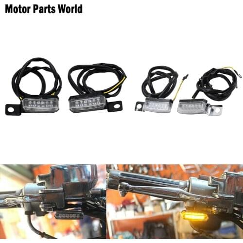 2XMotorcycle Mini LED Turn Signal Light Black/Chrome Indicator Lamp E-Mark For Harley Touring Dyna Sportster XL883 1200 Custom
