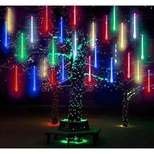 Solar LED Meteor Shower Rain Lights Holiday String Lights Waterproof Garden Light 10 Tubes Christmas Trees Wedding Decoration
