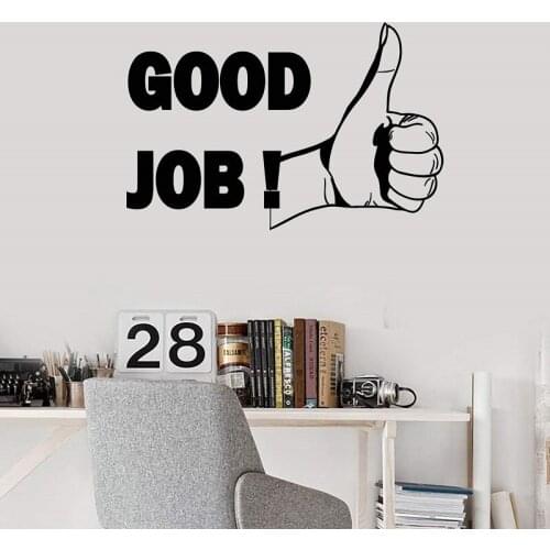 Vinyl Wall Decal Thumb Up Good Job Office Motivation Inspiration Phrase Stickers Mural 2BG15