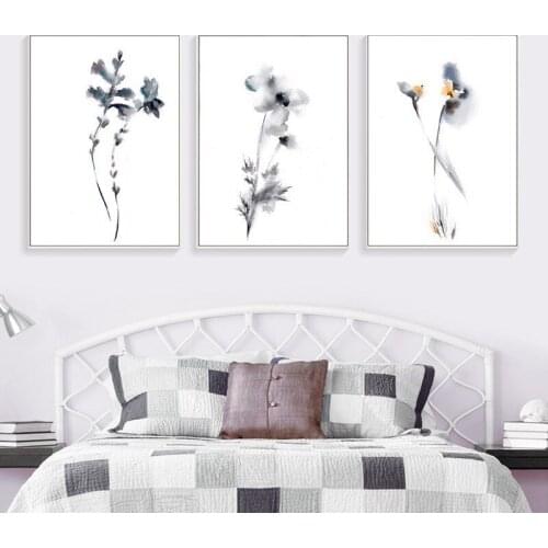 Vintage Chinese Style Ink Painting Abstract Watercolor Flower Canvas Posters and Prints Bedroom Decoration Wall Art Pictures