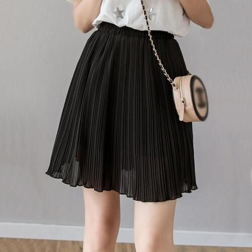BETHQUENOY Chiffon Black Pleated Skirts Women 2021 Mujer Faldas Woman Skirt Midi Jupe Femme Saias Mulher Plisada Spodnica Damska