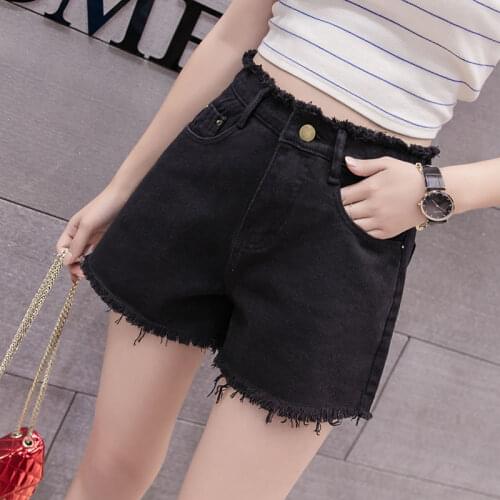 Zoki High Waist Women Denim Shorts Summer Fashion Tassel Loose Plus Size Jean Causal Korean Cotton Wide Leg Jean Shorts S-5XL