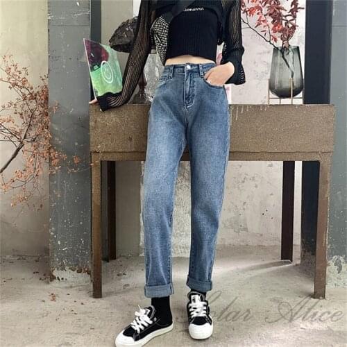 Free shipping 2020 womens fall/winter new high waist harem jeans stretch casual trousers