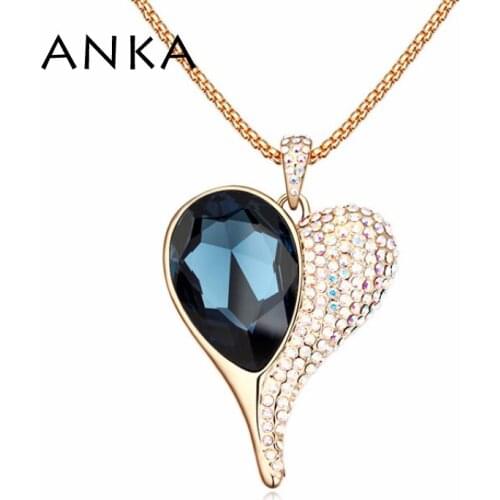 Colares Femininos Rushed Classic Women Pendant Necklace 2020 New Heart Crystal Long Necklace Crystals from Austria #102387