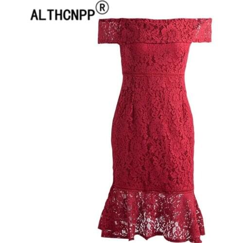 Women Dress 2019 Summer Off the Shoulder Lace Dress Elastic Waist Hollow Out Sexy Strapless Tube Top Party Dress Robe Femme