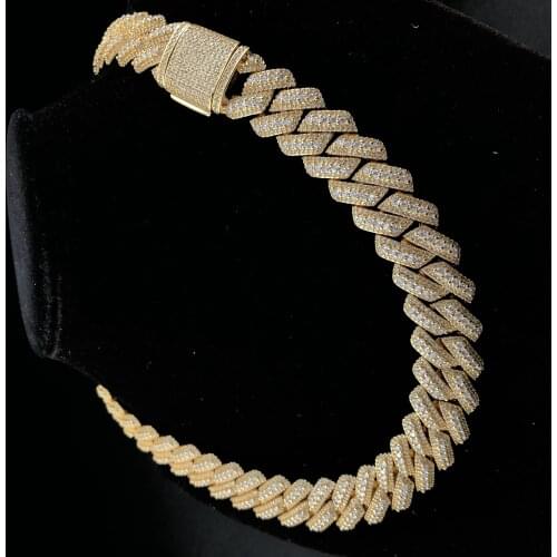 Round gem Cuba link chain gold