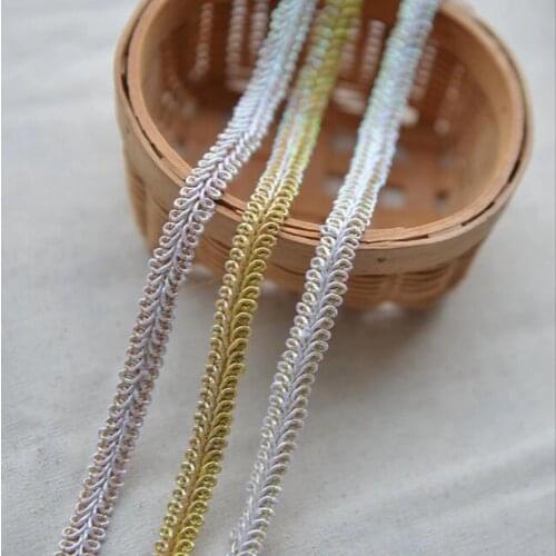 Gold Silver Lace Trim Braided For Costume Decoration Centipede Braid Ribbon Lace For DIY Sewing