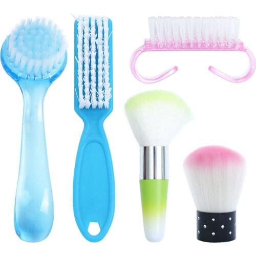 1PC 6 Types Nail Brush Cleaning Remove Dust Powder Plastic Cleaner for Acrylic UV Gel Nails Art Manicure Care Accessory SA095