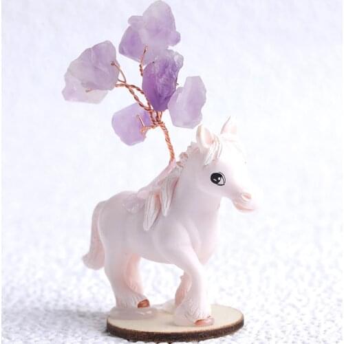 1PC Natural Amethyst Tree Crystal Mineral Ornaments Lucky Horse Healing Stone Tree Of Life Home Decor Viewing Decorate DIY Gifts