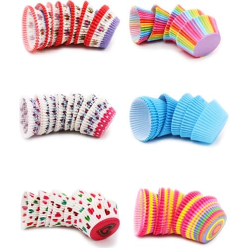 100pcs/lot Rainbow Cupcake Paper Liners Muffin Cases Cup Cake Topper Baking Tray Kitchen Wedding Birthday Party Accessories